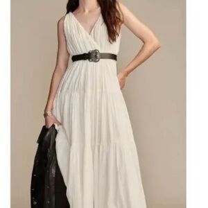 Lucky Brand White Maxi Dress with Black Belt